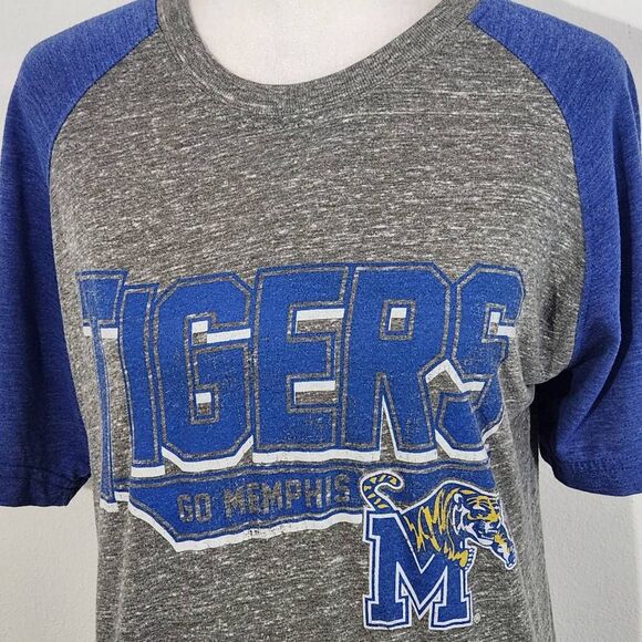 Women's University of Memphis Tigers Gray Raglan Short Sleeve Tee Size Medium - Picture 2 of 8